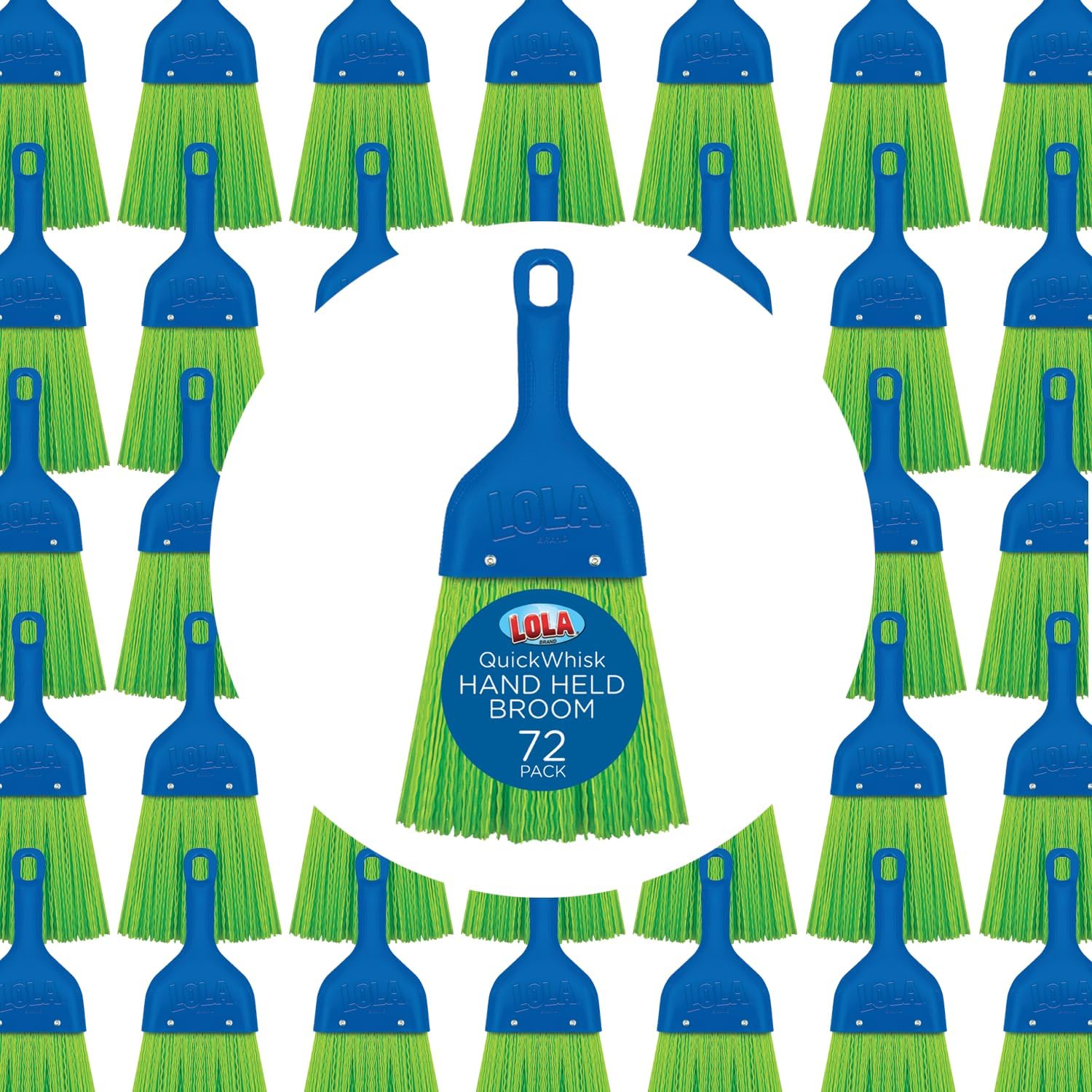 LOLA Whisk Broom, Hand Brush, 72 Pack Durable Bristles, Whisks Away Dirt & Debris, Compact, Hang Hole for Easy Storage, Indoor/Outdoor