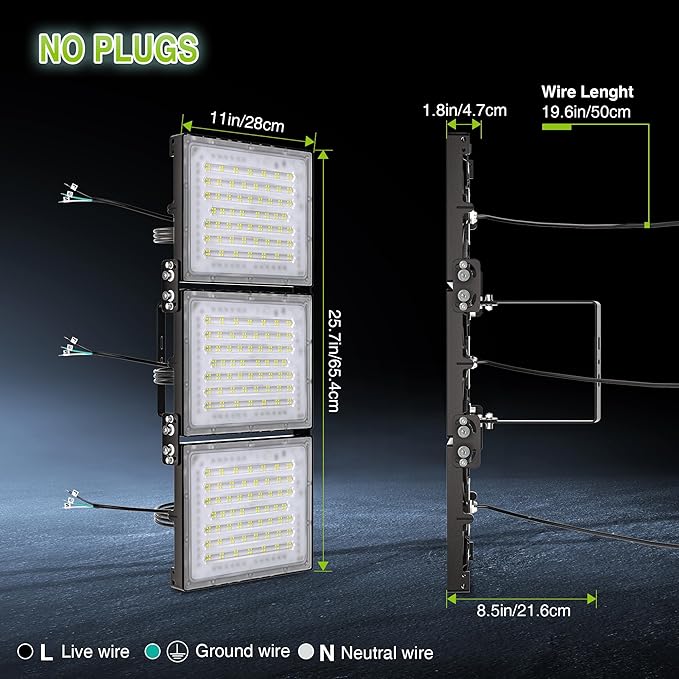 STASUN 2 Pack 480W LED Flood Lights, Mini Series Exterior Floodlights, 48000LM 6000K Daylight White IP66 Waterproof 3 Adjustable Panels Outdoor Security Lighting for Backyard, Driveway, Parking Lot