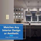 LIDER Dimmer Switch for Dimmable 200W LED/CFL Lights, Single Pole, 120 V, Modern Upgrade, UL Listed, Wall Plate Included, Light Almond, 2 Pack