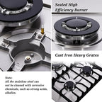 30-inch 5-Burner Built-in Gas Cooktop with Stainless Steel & Cast Iron Grates - LW5S01A (LPG/NG Convertible)