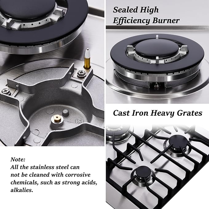 30-inch 5-Burner Built-in Gas Cooktop with Stainless Steel & Cast Iron Grates - LW5S01A (LPG/NG Convertible)