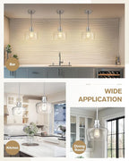 Emak Brushed Nickel Pendant Lights, Modern 8 Inch Clear Glass Pendant Light Fixtures for Kitchen, Bathroom, Bedroom, Dining Room, PL122-BN-CG