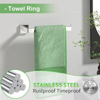 5-Pieces Bathroom Hardware Set Polished Chrome Towel Racks for Bathroom SUS304 Stainless Steel Towel Bar 23.6 Inch Bathroom Towel Holder Set Wall Mounted