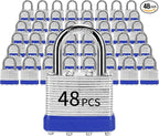 Padlocks with Same Key, LQYN 48 Pcs Laminated Keyed Padlock (1-9/16", 40mm), Keyed Alike Locks, Normal Shackle, for Storage Locker, Hasp Latch, Toolbox, Sheds