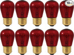 OHLECTRIC Red Night Light Bulbs (10-Pack) 11-Watt S14 Sign Bulb, Decorative Light Bulbs, E26 Medium Base, Colorful Bulbs, Dimmable, Sign Replacement Lamp for Indoor & Outdoor Use. Avg Hours 5000