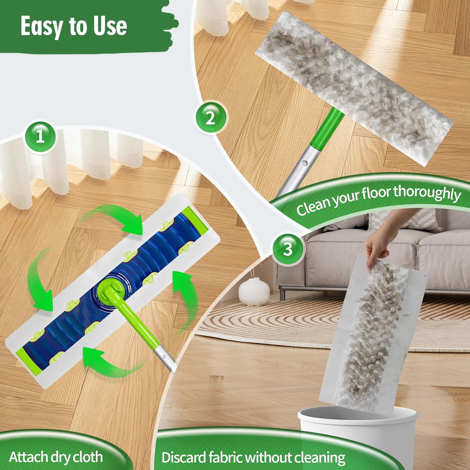 Heavy Duty Dry Sweeping Cloths Compatible with Swiffer Sweeper XL Mop, Sweeper X-Large Dry Cloth Refills for Floor Mopping and Cleaning, Disposable Pet Dry Pads Refills, 80 Count