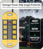 CCCEI Heavy Duty Power Strip Surge Protector, Metal 8 Outlets Power Strip for Appliance. Garage Shop Industrial Workbench 15 AMP Outlets Strip. 15FT Extension Cord. Set