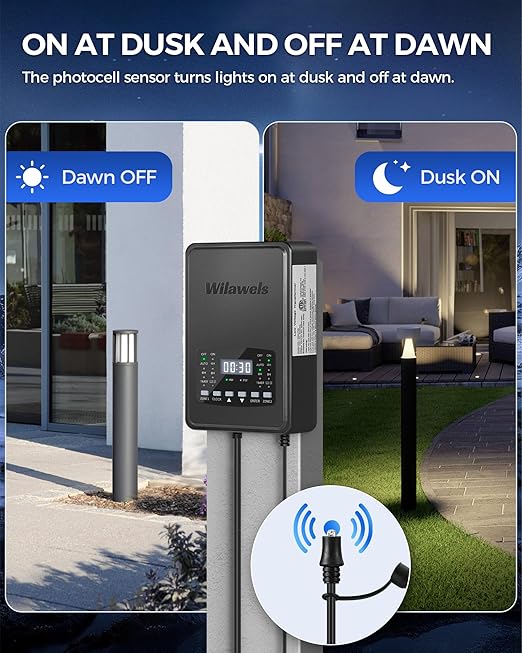 300W Low Voltage Landscape Transformer, 2 Zone Independent Control Landscape Lighting Transformer, 120VAC to 12/14V AC Low Voltage Transformer with Timer & Photocell Sensor ETL Listed D22LT06