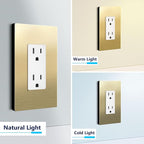 LIDER Screwless Metal-Surface Wall Plate, Decorator Switch Cover, Temperature and Impact Resistant, 201 Stainless Steel, Modern Decoration Upgrade, Mid-Size 1-Gang 4.88" x 3.11", Brushed Brass, 2 Pack