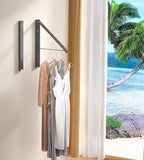 Dr.DJ Clothes Drying Rack, Wall-Mounted Retractable & Foldable Clothes Hanger for Laundry Room Organization and Storage, Metal Clothes Hanger Rack for Dorm, Closet, Balcony(1 Pack, Black)