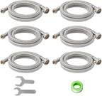 (6 Pack) SUNGATOR 36 Inch Faucet Supply Lines, 3/8" Female Comp Thread x 1/2" FIP Thread Sink Hose, 36" Stainless Steel Braided Faucet Supply Line for Bathroom, with 2 Wrenches and 1 Sealing Tape