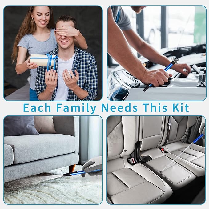 2 Pieces 3.5LBs Telescoping Magnetic Flashlight Pickup Tool with LED Lights, Magnet Stick Rod Extendable 7" to 27" for Men, Birthday, Father's Day, Christmas Gift