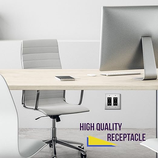 ENERLITES Black Decorator Receptacle, Standard Electrical Wall Outlet, 15A 125V, Self-Grounding, 2-Pole, 3-Wire, 5-15R, UL Listed, 61502-TR-BK, 10 Pack, Tamper Resistant