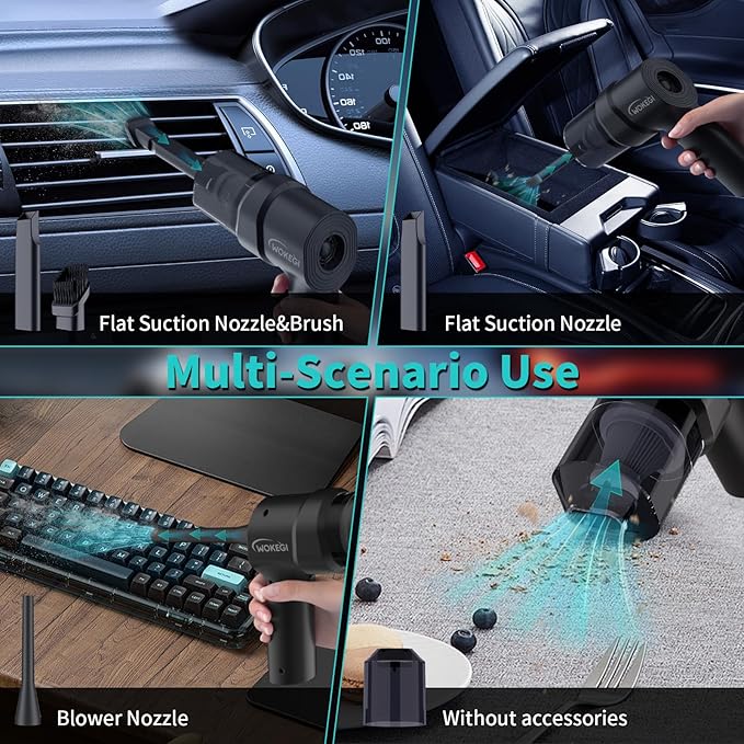 Handheld Mini Car Vacuum, 10000PA Cordless Portable Vacuum with 2000mAh Battery, 3 in 1 small Vacuum Cleaner & Air Duster with Type-C Charging, Compact & Lightweight for Car, Home, Kitchen (Black)