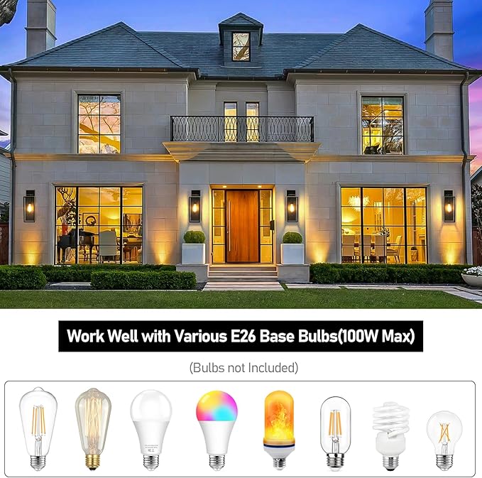 Large Size Outdoor Wall Light Fixtures, Exterior Lighting Fixtures Porch Sconces Wall Mounted, Waterproof Bronze Outdoor Wall Lanterns Lamps, Outside Lights for House Patio Front Door Entryway, 2-Pack