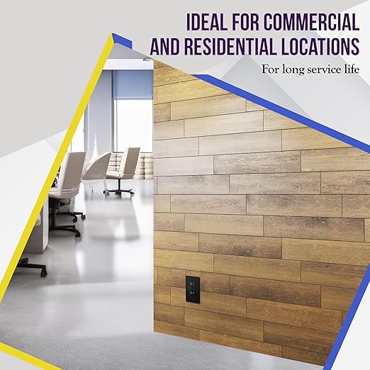 ENERLITES Black Decorator Receptacle with Screwless Wall Plate, Standard Electrical Wall Outlet, 15A 125V, Self-Grounding, 2-Pole, 3-Wire, 5-15R, UL Listed, 61502-TR-BKSID, Tamper Resistant