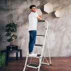 SIMPLI-MAGIC 4-Step Ladder, 350 LBS Capacity Folding Step Stool – Anti-Slip Wide Steps, Rubber Feet, Handgrip – ANSI Certified Lightweight & Durable Steel Stepping Stool for Kitchen, Home & Garage