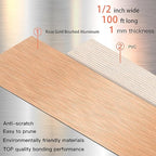 GSCIT Club Rose Gold Edge Banding, 1/2 Inch x 100ft Aluminum Brushed Edge Banding PVC Edge Trim for Cabinet Repair Furniture