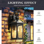 zeyu 15 Inch Outdoor Wall Lights Exterior, Outdoor Patio Light Fixture for Garden Porch, Die-Cast Aluminum with Water Ripple Glass, Black Finish, ZD100B BK-WP