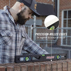 CHANNELLOCK 24-Inch, Professional-Grade Magnetic Aluminum Box Level with Solid Block Acrylic Vials, 5200-0024M