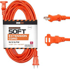 Iron Forge Cable 50 ft Outdoor Extension Cord 2 Prong, 16/2 SJTW Weatherproof Extension Cord Orange 50 Foot, Durable Power Cable for Outdoor Lights, Lawnmower & Home Office - ETL Certified