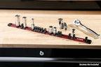 ARES 70202-3/8-Inch Drive Red Aluminum Socket Organizer - Store up to 16 Sockets and Keep Your Tool Box Organized - Sockets Will Not Fall Off this Rail