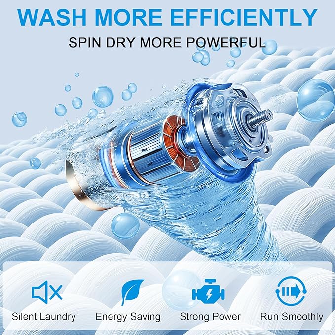 Portable Washing Machine, 17LBS Full Automatic Washer with Spinner, 10 Programs Compact Laundry Machine for Apartment, RV, Dorm Home Use, Mini Washing Machine Perfect for Small Spaces