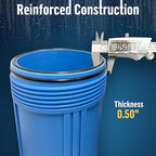 3 Stage High Capacity 20” Blue Whole House Water Filter System, Freestanding Steel Frame, Sediment, GAC+KDF & Carbon Cartridges, Presser Relief Button, 1” Brass Port, Pressure Gauges, Double O-Ring