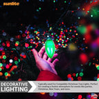Sunlite 01295-SU Incandescent C9 Colored Bulbs, Holiday Decorative Bulb 7 Watts, E17 Intermediate Base, Christmas-Lights Nightlight, Title 20 Approved, Green, 25 Count