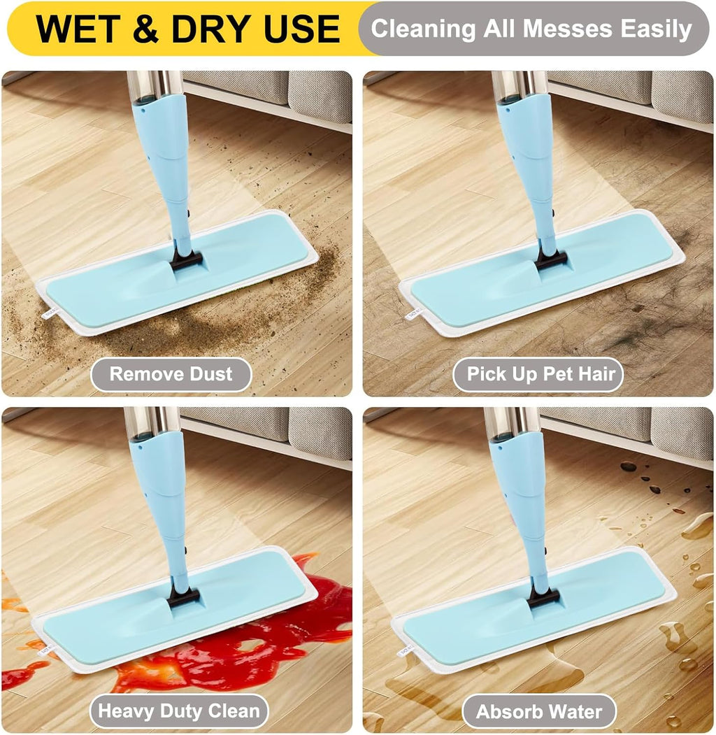 16.5 inch Reusable Mop Pads Microfiber Spray Mop Replacement Heads for Wet/Dry Mops Compatible with Bona Floor Care System (5 Pack)