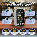 Marcala 3-Pack Travel Carbon Monoxide Detector | 2026 V2.0 4-in-1 Natural Gas & Carbon Monoxide Detectors Portable | Wall Plug-in with Backup Battery for Power Outages | Temp, Humidity, Gas & CO Alarm