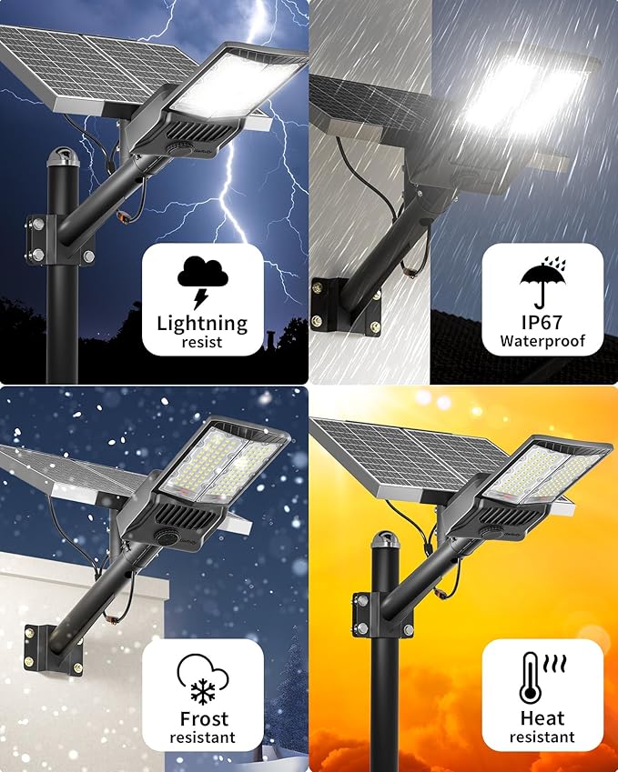 Gefolly SL-8500W Solar Street Lights Outdoor, 500000LM Commercial Parking Lot Light Dusk to Dawn IP67 Waterproof 6500K Security Flood Lights with Motion Sensor Lamp for Yard, Road