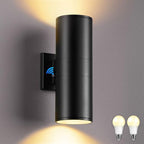 SHIMR Modern Outdoor Wall Lights Dusk to Dawn, Up and Down Light with LED Bulbs Include, Cylinder Matte Black Outdoor Sconce Lights Exterior Lighting Fixtures for House Porch Garage [ETL Listed]