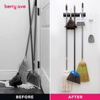 EXTRA GRIP Mop & Broom Holder Wall Mount - Wall Hanging Garden Tool & Utility Closet Organizer, Mop & Broom Hook, Broom Hanger Wall Mount, Mop Broom Organizer, Wall Mounted Broom Rack Mop Storage