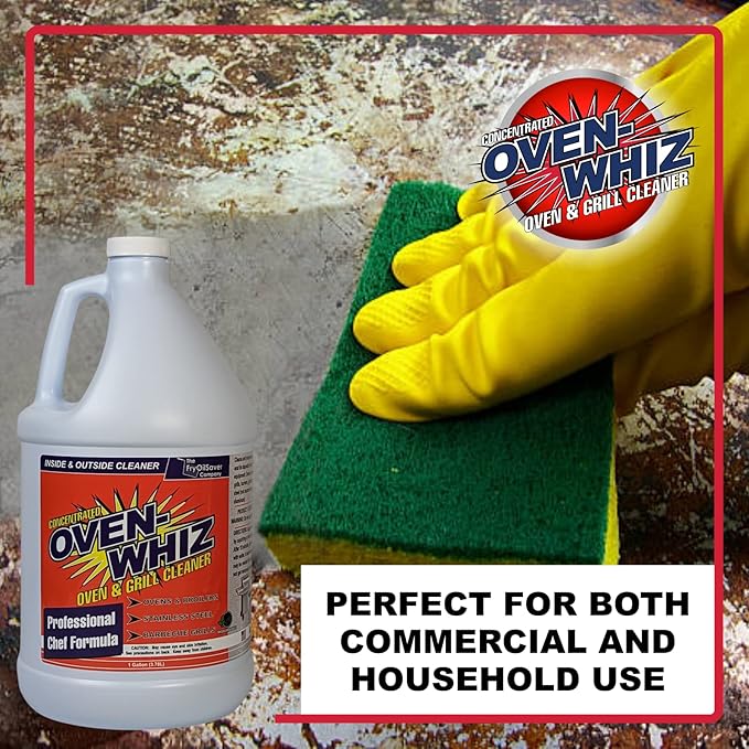 1 Gallon (128 Oz.) Oven-Whiz Oven & Grill Cleaner by FryOilSaver Co., Removes Tough Stains, Carbon, Grease & Food Burnt for BBQ Grills, Ovens, Grates for Home Kitchens, Restaurant, Food Trucks & Diner