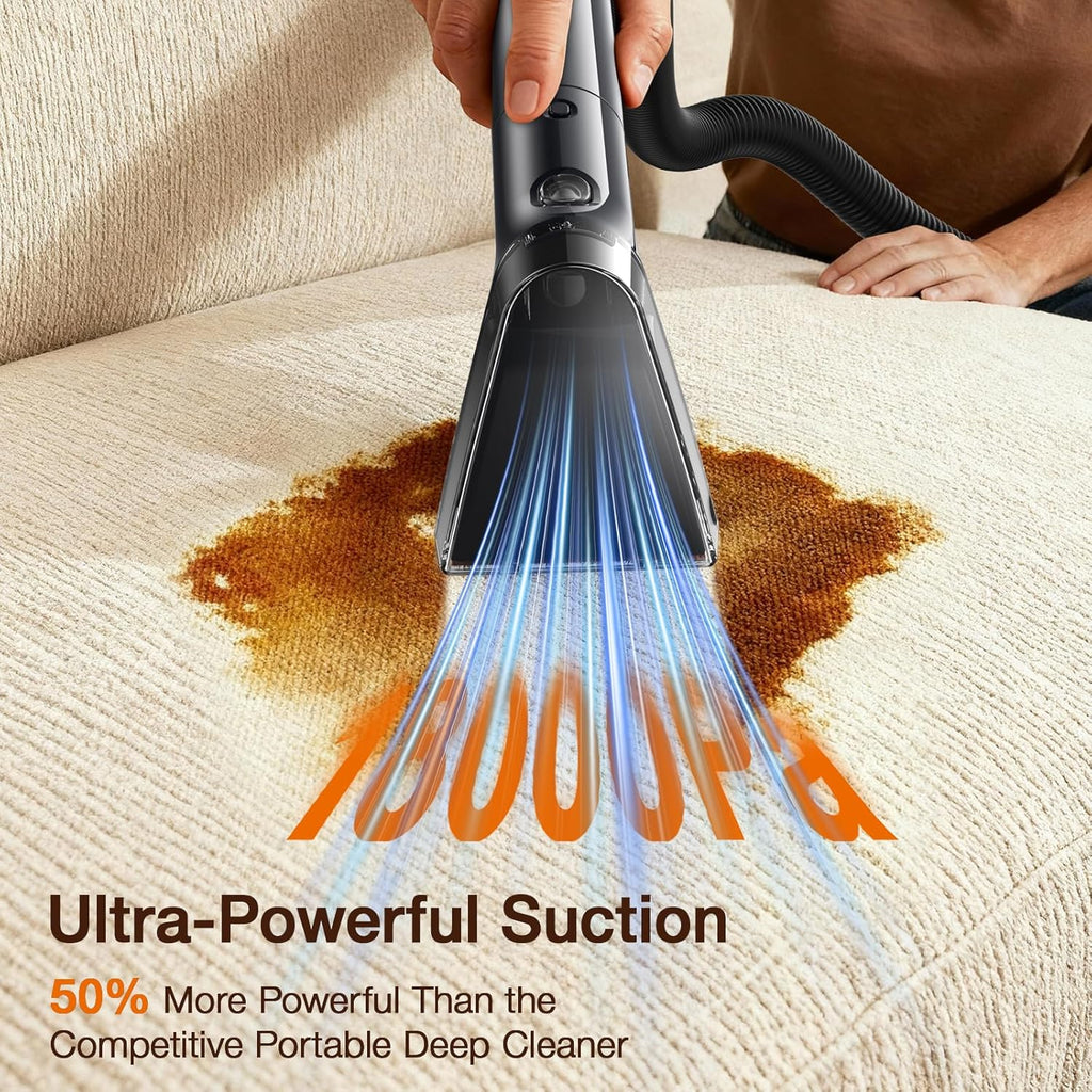 LABIGO Portable Carpet & Upholstery Cleaner, 18Kpa Carpet Cleaner Machine for Deep Stain Removal, Spot Cleaner for Pet Accidents, Area Rugs, Stairs, Car Seats & Couches, Includes Tools & Self-Cleaning