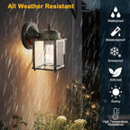 Kalium Outdoor Porch Lights Sconce, Black Exterior Lighting Fixtures Waterproof, Wall Light Fixture with E26 Socket & Glass Shade, Modern Outdoor Lanterns for Patio Front Door