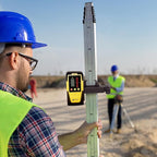 AdirPro Universal Rotary Laser Detector (LD-8) - Digital Rotary Laser Receiver with Dual Display and Built-In Bubble Level, Compatible with Most Red Rotary Lasers - Rod Clamp Included