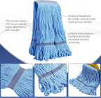 6 Pack Heavy Loop End Cotton String Mop Head Heavy Duty Mop Head Commercial Refills Mop Head Replacement for Home Industrial Commercial Floor Cleaning(Blue, Orange)