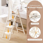 GameGem 4 Step Ladder Folding Step Stool with Wide Anti-Slip Pedal, 330LBS Capacity, Lightweight Portable Stepladder for Home and Kitchen Use, Cream Chocolate