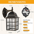 Black Dusk to Dawn Outdoor Lights for House with Gold Rim, Sensor Exterior Lighting Fixtures Wall Mount, Waterproof Porch Lights, Wall Lantern Lamp, Outside Sconce for Front Door, Garage 2 Pack