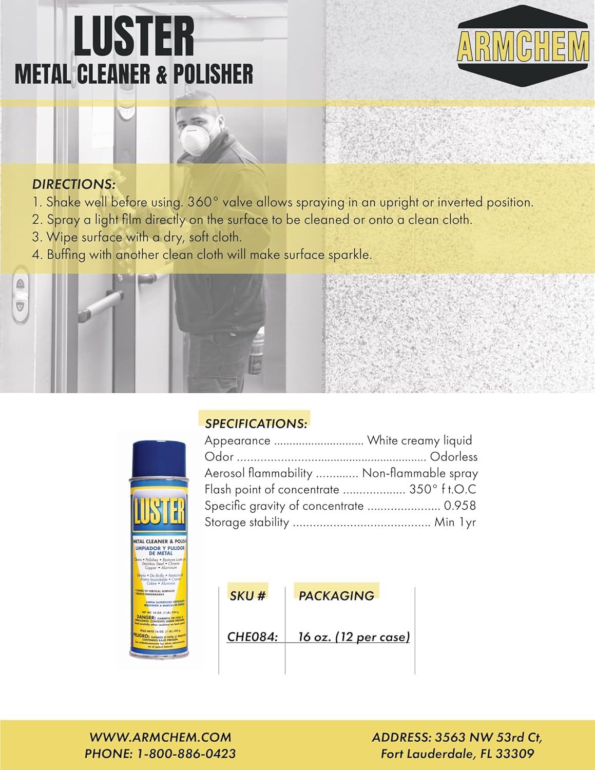 Luster Metal Cleaning Spray: Water-Based Cleaner for Metal Surfaces | Removes Oil, Food Stains, Watermarks | Polishes and Restores Shine to Stainless Steel, Chrome, Copper, Aluminum | No Greasy Film.