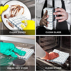 Nialnant 12PCS Dish Cloths,100% Cotton Soft Absorbent Cleaning Rags,Quick Drying Dish Towels for Kitchen,Washing Dishes-Blue Plaid+Yellow Plaid,12x12in