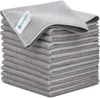 Microfiber Wholesale 12x12 Inch Pro Multi-Surface Microfiber Cleaning Cloths | Premium Towels for Cleaning Glass, Kitchens, Bathrooms, Automotive | Gray - (Pack of 12)