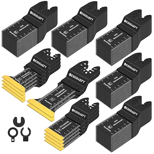 110 PCS Multitool Blades Oscillating Tool Blade, Universal Titanium Oscillating Saw Blades for Metal Nails, Wood and Plastic, Multi Tool Blades Kits Fit Dewalt Milwaukee Ryobi Rockwell Fein