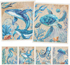 Swedish Dishcloths for Kitchen, Reusable Absorbent Fast Drying Sea Animals Theme Swedish Dish Cloths Gift Set, Washable Cellulose Sponge Cloths Dish Towel for Washing Dishes