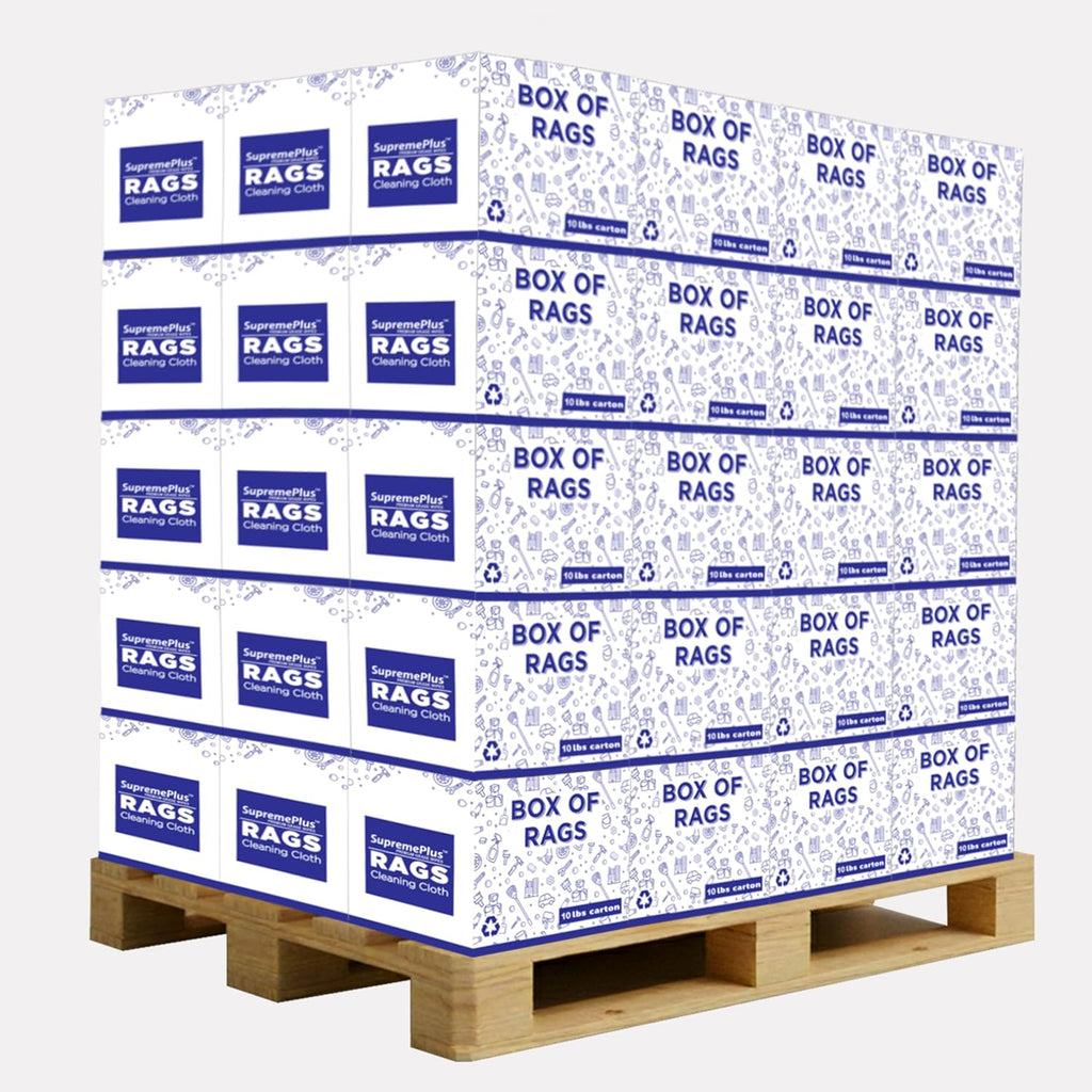 Premium White Knit (600 lbs. Pallet - 60x10 lbs. Box of Rags) Cotton T-Shirt Cloth Wiping Rags - Shop Cleaning Tshirt Cloths, Staining & Finishing Rag for Auto, Grease, Paint & Wood