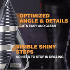 Heavy Duty M35 HSS 1/4 to 1-3/8 Inch Step Drill Bit with Double Flutes, Large High Speed Steel Step Bit for Stainless Steel, Metal, Wood