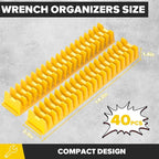40PCS Modular Wrench Organizer Wrench Holder - Wrench Tool Organizers for Tool Drawer Storage, Wrench Storage Set with Metric & SAE Label, Wrench Rack Tool Gift for Professional Mechanics, Yellow