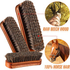 4 Pcs Horsehair Shine Shoes Brush Kit Polish Dauber Applicators Cleaning Leather Shoes Boots Care Brushes Suede Cleaner Brush with Microfiber Shoe Gloves(3 Pcs Shine Brush)